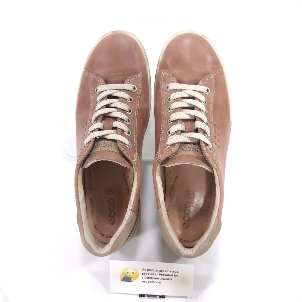 Ecco Leather Casual Lace Up Outdoor Sneaker Shoe Womens Size 8.5 39 Brown